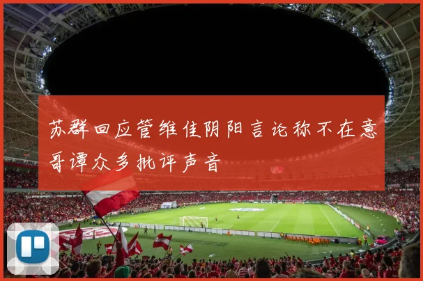 苏群回应管维佳阴阳言论称不在意哥谭众多批评声音